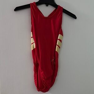 Red and Gold GK Gymnastics Leotard